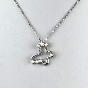 Swarovski Swan Logo Necklace Silver Tone Butterfly Stars 15"-16.5"